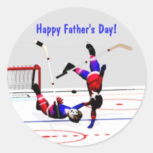 Hockeyspiel des Vaters Runder Aufkleber