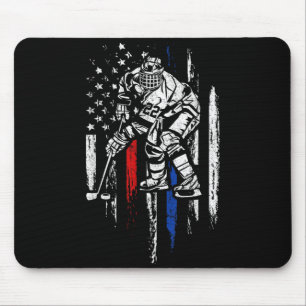 Hockeyspieler Amerikanische Flagge Patriotisch Usa Mousepad