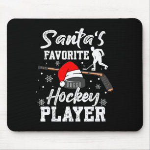 Hockeyspieler auf Santas guter Liste Weihnachts Sp Mousepad