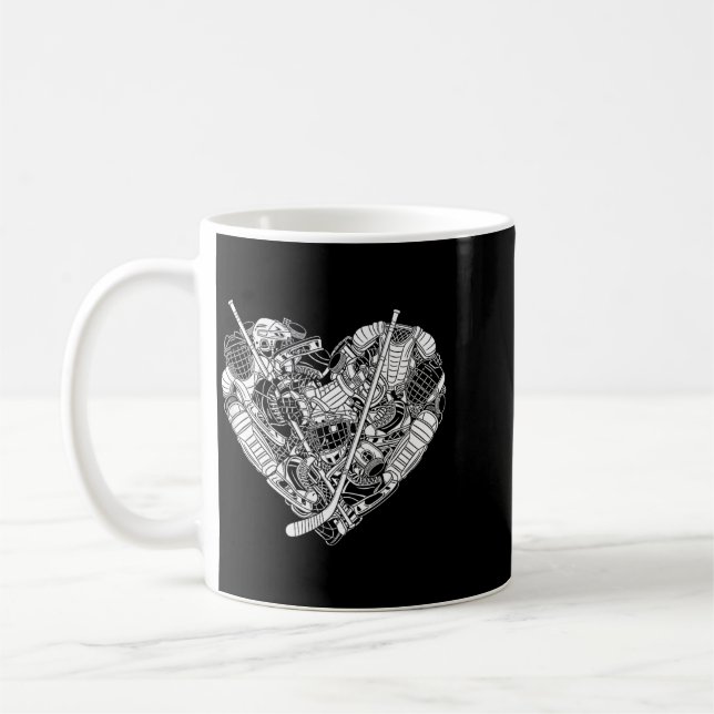 Hockeyspieler-Ausrüstung Herzform Liebe Kaffeetasse (Links)