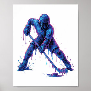 Hockeyspieler Eiscreme-Drip-Grafik Jugend Männer F Poster