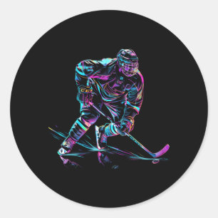 Hockeyspieler Eishockey Leistung Runder Aufkleber