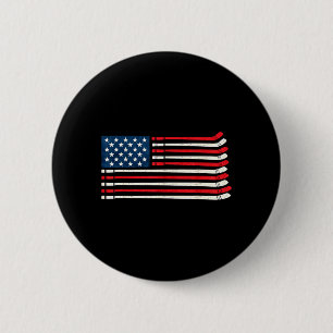 Hockeyspieler Fan Eishockey Amerikanische Flagge 4 Button