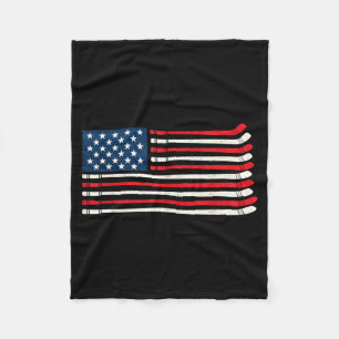Hockeyspieler Fan Eishockey Amerikanische Flagge 4 Fleecedecke