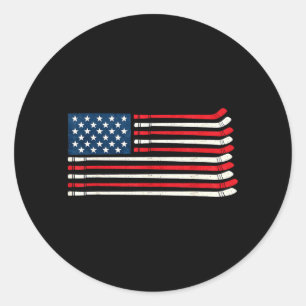 Hockeyspieler Fan Eishockey Amerikanische Flagge 4 Runder Aufkleber