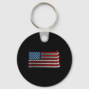 Hockeyspieler Fan Eishockey Amerikanische Flagge 4 Schlüsselanhänger