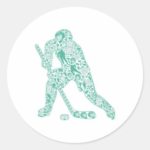 Hockeyspieler Fans Jugend Eishockey Liebhaber Männ Runder Aufkleber