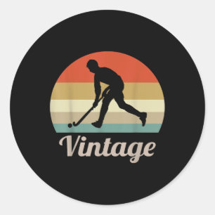 Hockeyspieler im Vintage-Retro-Stil Lustige Sporta Runder Aufkleber