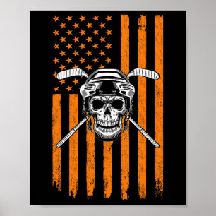 Hockeyspieler Männer Frauen Totenkopf Hockeyspiele Poster
