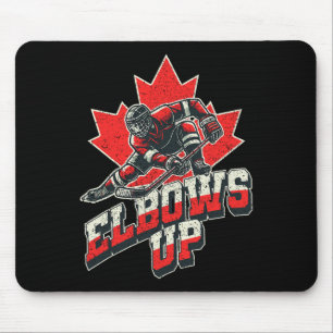 Hockeyspieler mit erhobenen Ellenbogen Maple Leaf  Mousepad