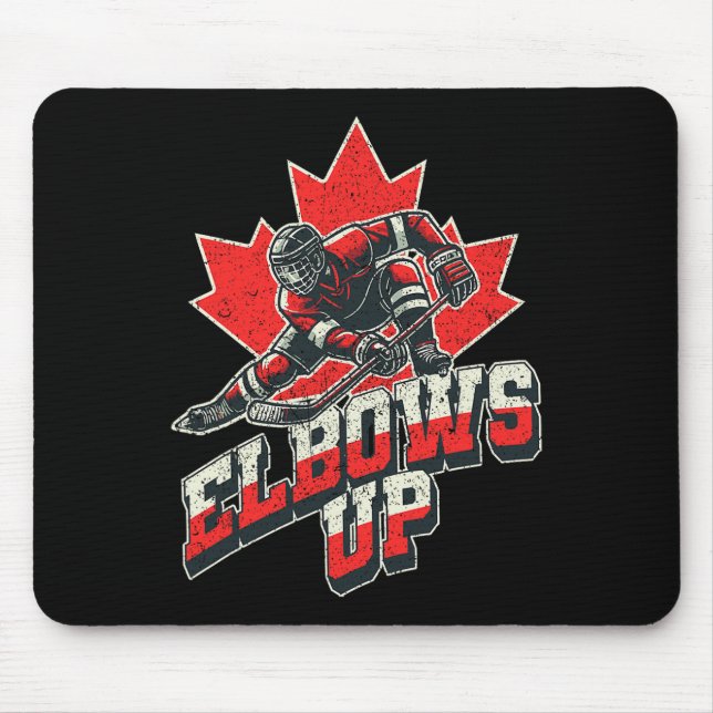 Hockeyspieler mit erhobenen Ellenbogen Maple Leaf  Mousepad (Vorne)