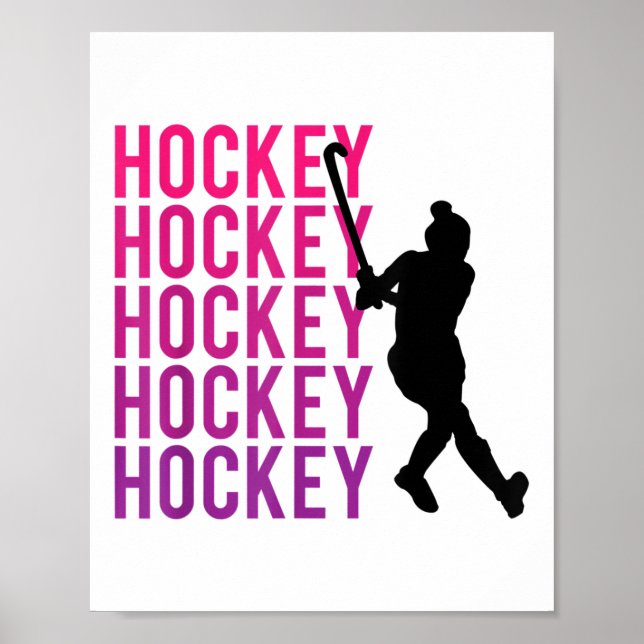 Hockeyspieler mit Hockeyschläger_3  Poster (Vorne)