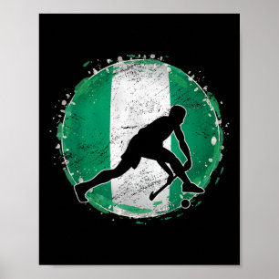 Hockeyspieler Nigeria Nigerianische Flagge Nigeria Poster