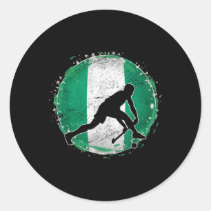 Hockeyspieler Nigeria Nigerianische Flagge Nigeria Runder Aufkleber