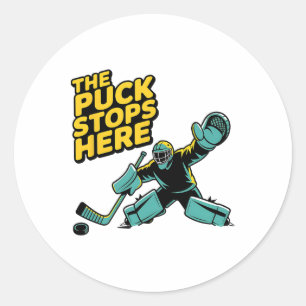 Hockeyspieler Puck Strafbank Hockey Torwart  Runder Aufkleber