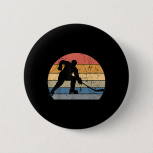 Hockeyspieler Retro Vintage Sweeper Torwart Button