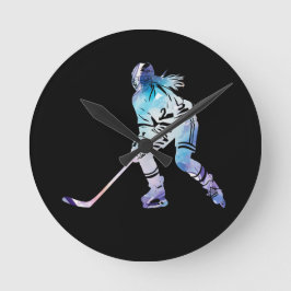 Hockeyspieler Runde Wanduhr