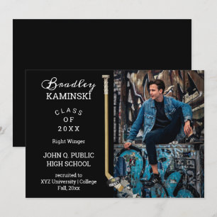 Hockeyspieler-Sport-Abschlussfoto-Ankündigung Einladung