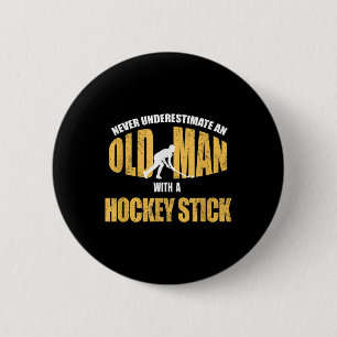 Hockeyspieler Stockhandling Lustige Sport-Geschenk Button