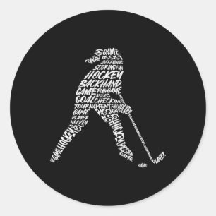 Hockeyspieler-Typografie Kinder Frauen Mädchen Eis Runder Aufkleber