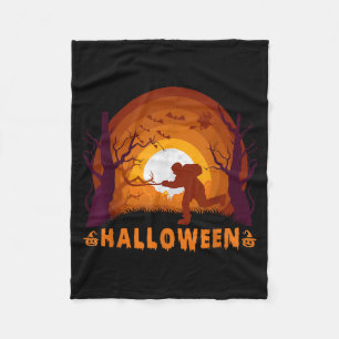 Hockeyspieler und Mond-Silhouette Lustiges Hallowe Fleecedecke