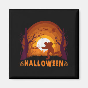 Hockeyspieler und Mond-Silhouette Lustiges Hallowe Magnet