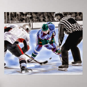 Hockeyspieler und Schiedsrichter Poster