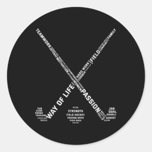 Hockeyspieler Worte Hockeyschläger Hockey-Mannscha Runder Aufkleber