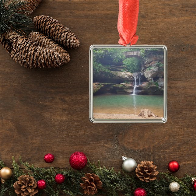 Hocking Hills on Old Man's Cave Trail Upper Falls Ornament Aus Metall (Von Creator hochgeladen)