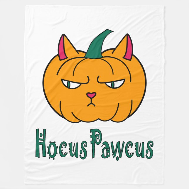 Hocus pawcus Halloween Kürbisinger Katzenmagie Fleecedecke (Vorderseite)