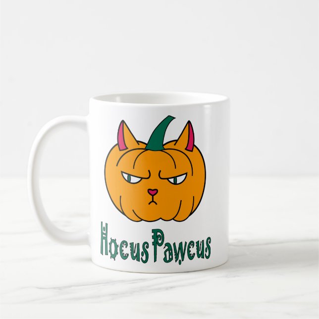 Hocus pawcus Halloween Kürbisinger Katzenmagie Kaffeetasse (Links)