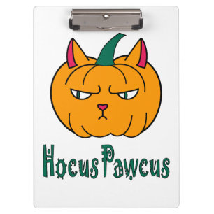 Hocus pawcus Halloween Kürbisinger Katzenmagie Klemmbrett