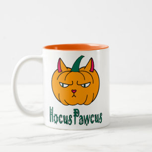 Hocus pawcus Halloween Kürbisinger Katzenmagie Zweifarbige Tasse