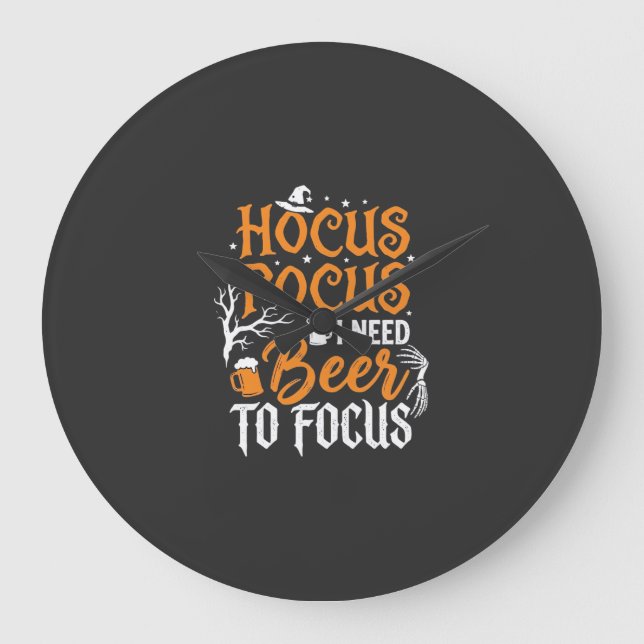 Hocus Pocus Bier Halloween Design_1 Große Wanduhr (Vorderseite)