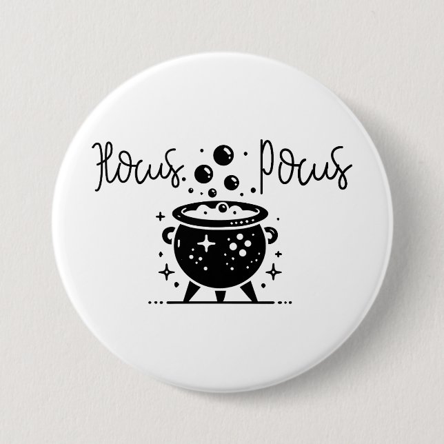 Hocus Pocus brodelnder Hexenkessel Halloween Button (Vorderseite)