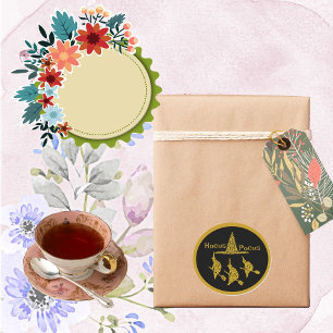 Hocus Pocus Golden Hexen auf Broom Spooky Beängsti Runder Aufkleber