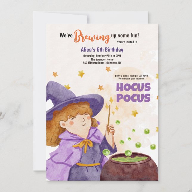 Hocus Pocus Halloween Einladung (Vorderseite)