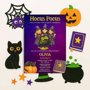 Hocus Pocus Halloween Geburtstagsfeier Einladung