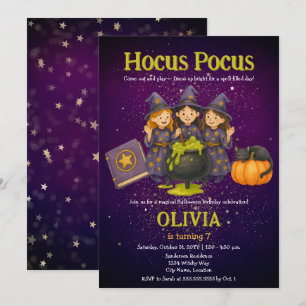 Hocus Pocus Halloween Geburtstagsparty Einladung