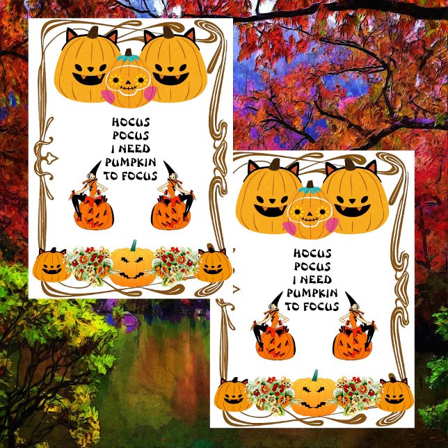 Hocus Pocus Halloween Hexenwerk Niedlich Karte (Hocus Pocus Halloween Witch Spooky Gold Frame Cute Card)