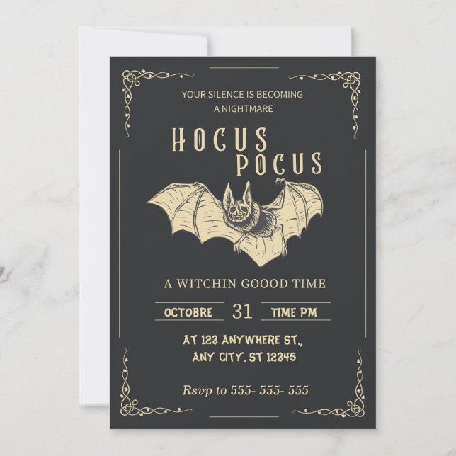 Hocus Pocus Halloween-Party Einladung (Vorderseite)