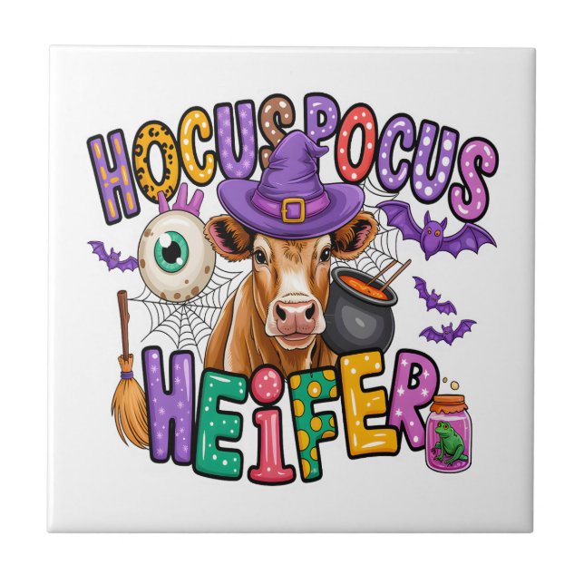 Hocus Pocus Heifer Halloween Cow Fliese (Vorderseite)
