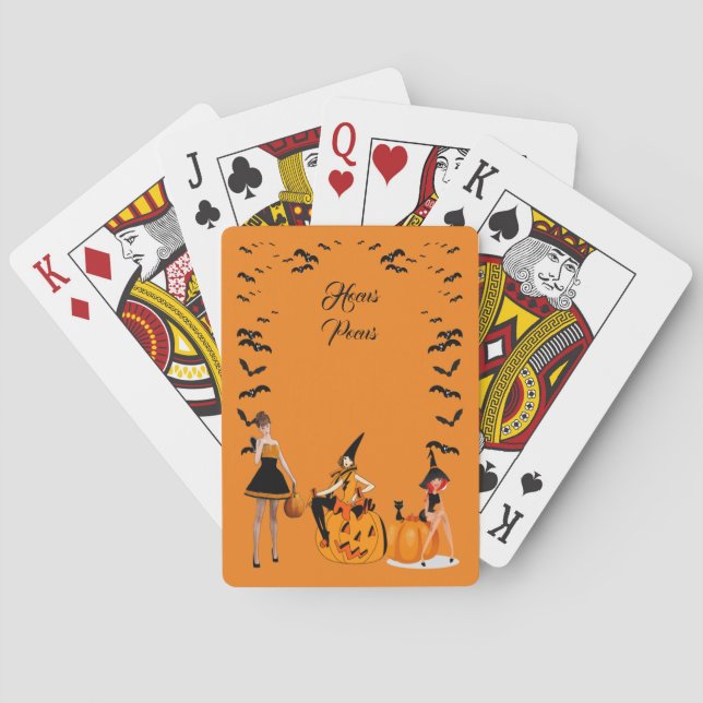Hocus Pocus Hexen Halloween Farben Spooky Fledermä Spielkarten (Rückseite)