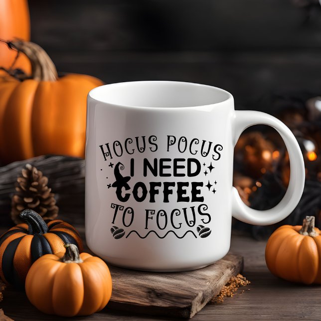 Hocus Pocus I brauche Kaffee zum Fokus Zweifarbige Tasse (Hocus Pocus I Need Coffee to Focus Mug)