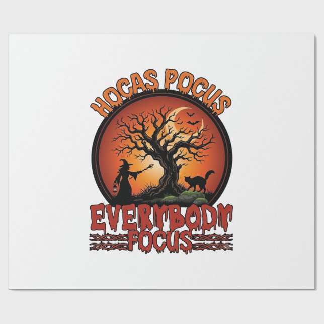 Hocus Pocus Jeder Konzentriert sich Spooky Baum He Geschenkpapier (Flach)