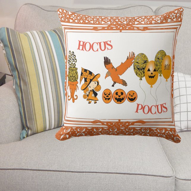 Hocus Pocus Magic Cauldron Wanderung Hexe Raven Kissen (Hocus Pocus Magic Cauldron Wandering Witch Raven Throw Pillow)