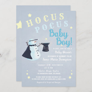 Hocus Pocus Magic Snowman Winter Boy Baby Dusche Einladung