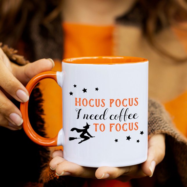 Hocus Pocus Modern Orange und Black Halloween Tasse (Von Creator hochgeladen)