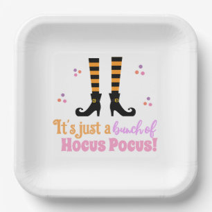 Hocus Pocus Modernes Halloween Orange Lila Zitat Pappteller