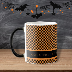 Hocus Pocus Orange Black Schachbretts Script Tasse